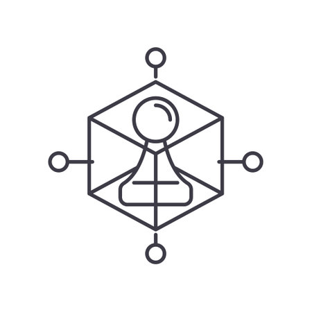 Information strategy icon, linear isolated illustration, thin line vector, web design sign, outline concept symbol with editable stroke on white background.のイラスト素材