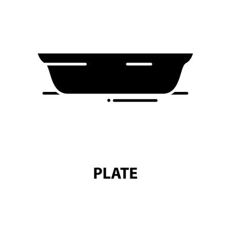 plate icon, black vector sign with editable strokes, concept illustrationのイラスト素材