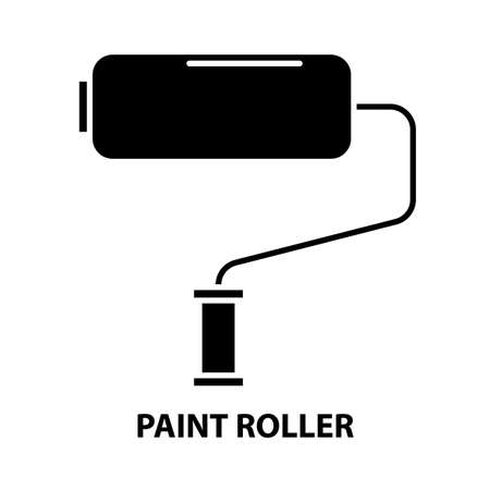 paint roller icon, black vector sign with editable strokes, concept illustrationのイラスト素材
