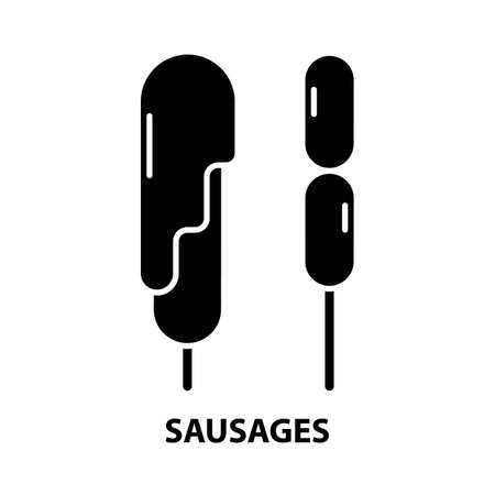sausages icon, black vector sign with editable strokes, concept illustrationのイラスト素材