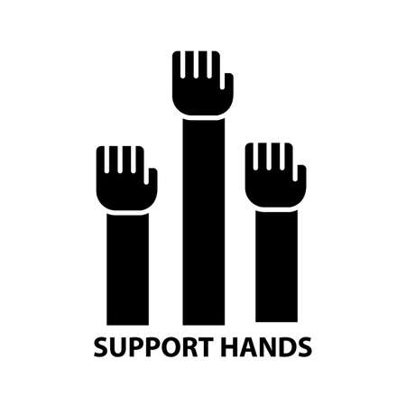 support hands icon, black vector sign with editable strokes, concept illustrationのイラスト素材