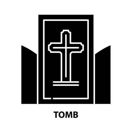 tomb icon, black vector sign with editable strokes, concept illustrationのイラスト素材