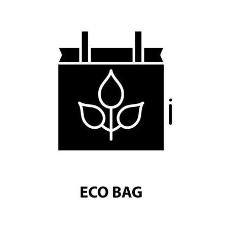 eco bag icon, black vector sign with editable strokes, concept illustrationのイラスト素材