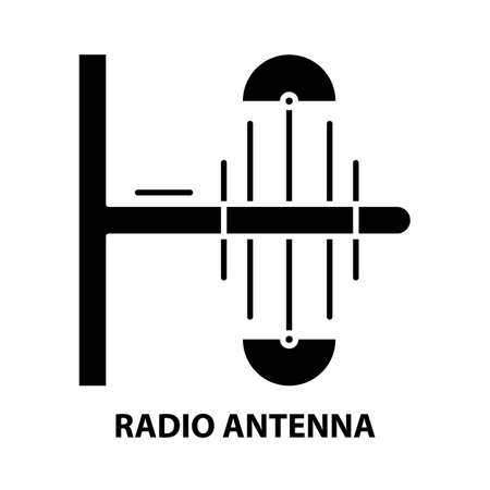 radio antenna icon, black vector sign with editable strokes, concept illustrationのイラスト素材