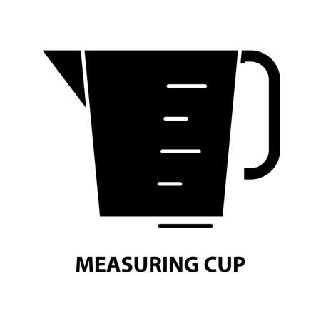measuring cup symbol icon, black vector sign with editable strokes, concept illustrationのイラスト素材