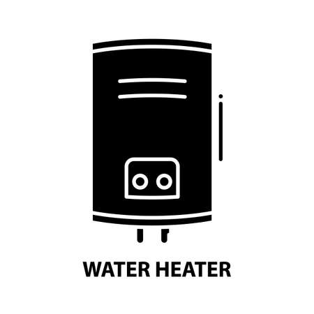 water heater icon, black vector sign with editable strokes, concept illustrationのイラスト素材