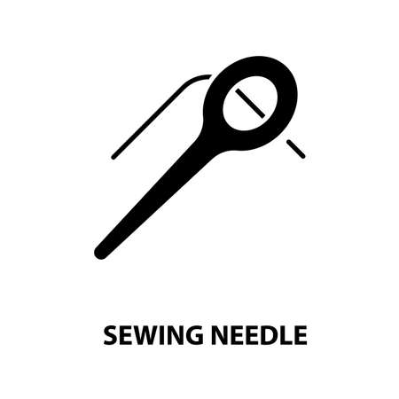 sewing needle icon, black vector sign with editable strokes, concept illustrationのイラスト素材
