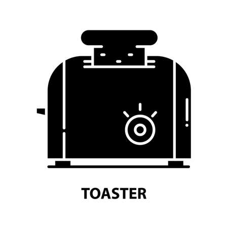 toaster icon, black vector sign with editable strokes, concept illustrationのイラスト素材