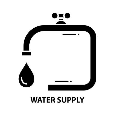 water supply icon, black vector sign with editable strokes, concept illustrationのイラスト素材