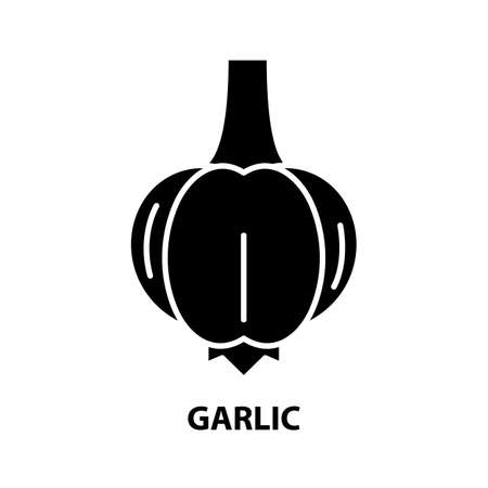garlic symbol icon, black vector sign with editable strokes, concept illustrationのイラスト素材