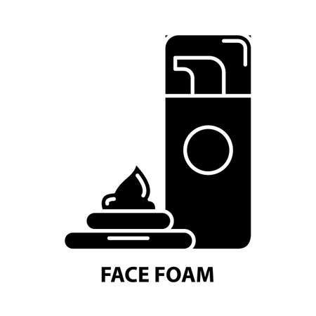 face foam icon, black vector sign with editable strokes, concept illustrationのイラスト素材