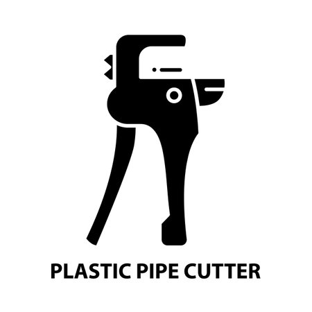 plastic pipe cutter icon, black vector sign with editable strokes, concept illustrationのイラスト素材
