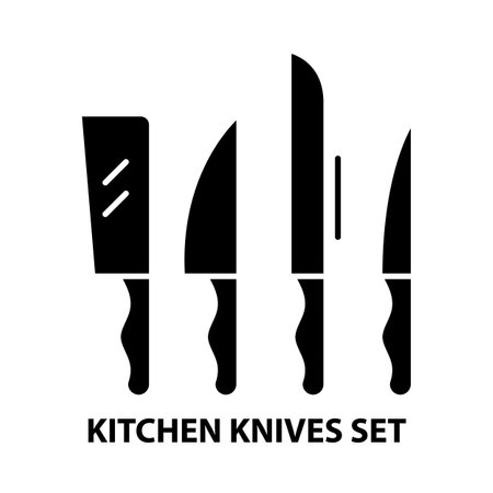 kitchen knives set icon, black vector sign with editable strokes, concept illustrationのイラスト素材