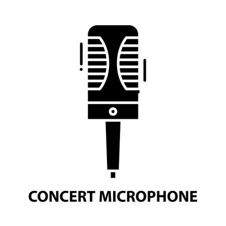 concert microphone icon, black vector sign with editable strokes, concept illustrationのイラスト素材