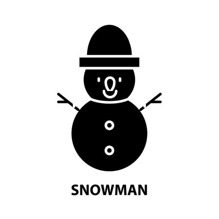 snowman icon, black vector sign with editable strokes, concept illustrationのイラスト素材