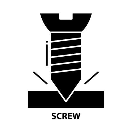 screw symbol icon, black vector sign with editable strokes, concept illustrationのイラスト素材