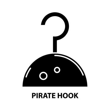 pirate hook icon, black vector sign with editable strokes, concept illustrationのイラスト素材