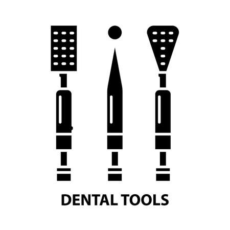 dental tools icon, black vector sign with editable strokes, concept illustrationのイラスト素材