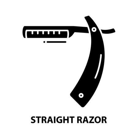 straight razor icon, black vector sign with editable strokes, concept illustrationのイラスト素材