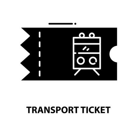 transport ticket icon, black vector sign with editable strokes, concept illustrationのイラスト素材