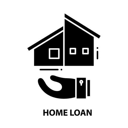 home loan symbol icon, black vector sign with editable strokes, concept illustrationのイラスト素材
