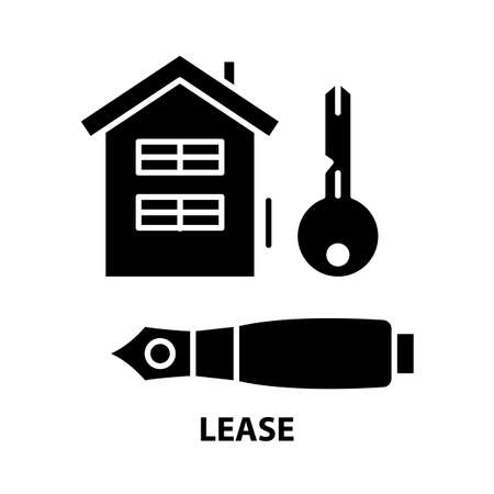 lease icon, black vector sign with editable strokes, concept illustrationのイラスト素材