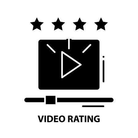 video rating icon, black vector sign with editable strokes, concept illustrationのイラスト素材