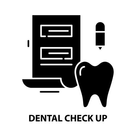 dental check up icon, black vector sign with editable strokes, concept illustrationのイラスト素材