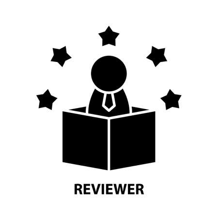 reviewer icon, black vector sign with editable strokes, concept illustrationのイラスト素材