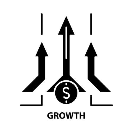 growth icon, black vector sign with editable strokes, concept illustrationのイラスト素材