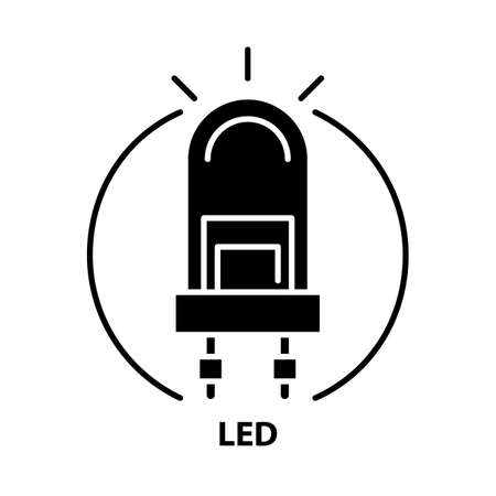 led icon, black vector sign with editable strokes, concept illustrationのイラスト素材