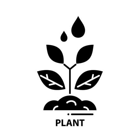 plant icon, black vector sign with editable strokes, concept illustrationのイラスト素材