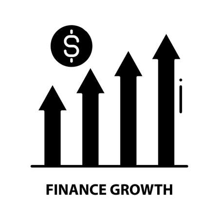finance growth icon, black vector sign with editable strokes, concept illustrationのイラスト素材