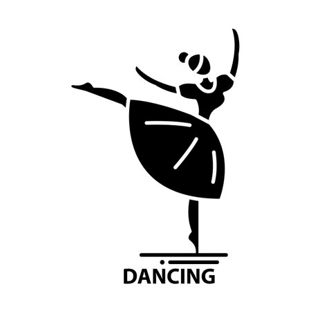 dancing icon, black vector sign with editable strokes, concept illustrationのイラスト素材