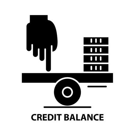 credit balance icon, black vector sign with editable strokes, concept illustrationのイラスト素材
