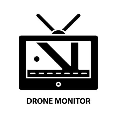 drone monitor icon, black vector sign with editable strokes, concept illustrationのイラスト素材