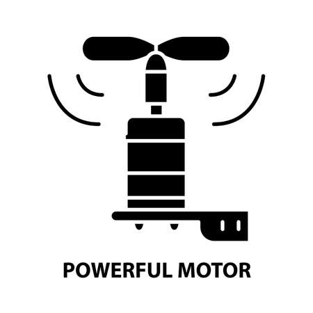 powerful motor icon, black vector sign with editable strokes, concept illustrationのイラスト素材