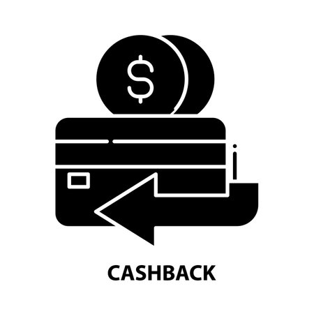 cashback icon, black vector sign with editable strokes, concept illustrationのイラスト素材