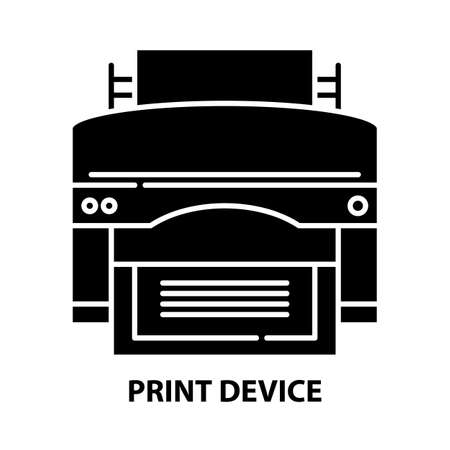 print device icon, black vector sign with editable strokes, concept illustrationのイラスト素材