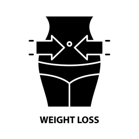 weight loss icon, black vector sign with editable strokes, concept illustrationのイラスト素材