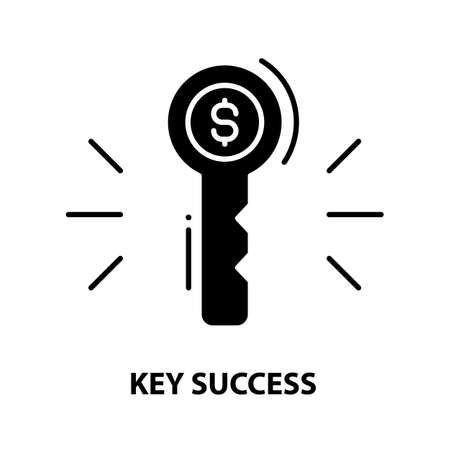 key success symbol icon, black vector sign with editable strokes, concept illustrationのイラスト素材