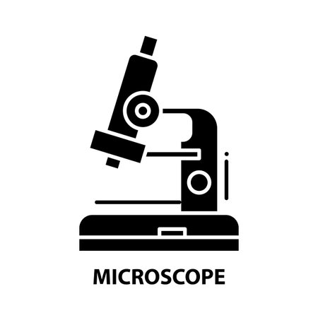 microscope icon, black vector sign with editable strokes, concept illustrationのイラスト素材