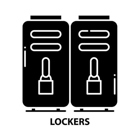 lockers icon, black vector sign with editable strokes, concept illustrationのイラスト素材