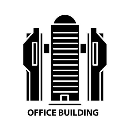 office building symbol icon, black vector sign with editable strokes, concept illustrationのイラスト素材