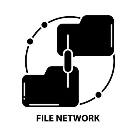 file network icon, black vector sign with editable strokes, concept illustrationのイラスト素材