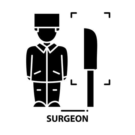 surgeon icon, black vector sign with editable strokes, concept illustrationのイラスト素材