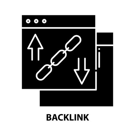 backlink icon, black vector sign with editable strokes, concept illustrationのイラスト素材