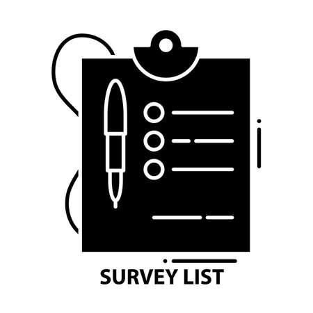 survey list icon, black vector sign with editable strokes, concept illustrationのイラスト素材