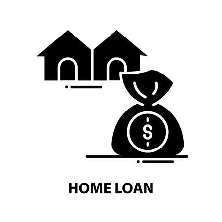home loan icon, black vector sign with editable strokes, concept illustrationのイラスト素材