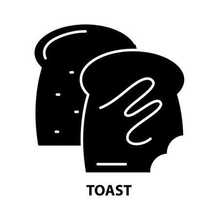 toast icon, black vector sign with editable strokes, concept illustrationのイラスト素材